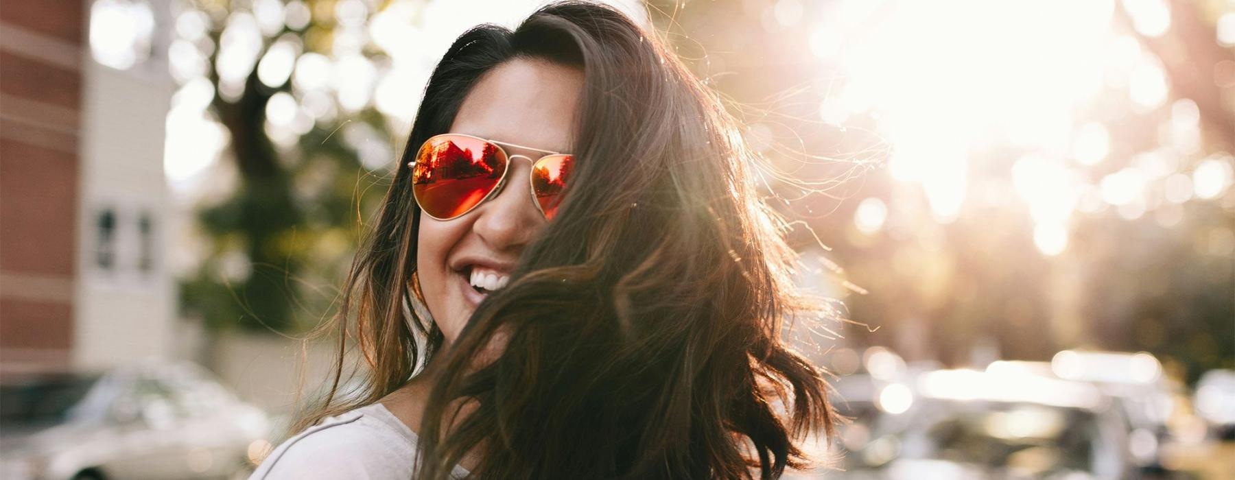 a woman wearing sunglasses
